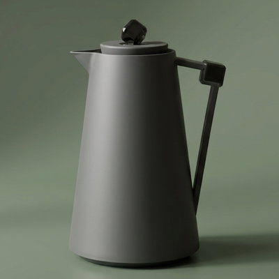 ترمس الماسة افريست، 1 لتر، حافظة داخلية زجاج، ضغاط - رمادي غامق أسود product image 1