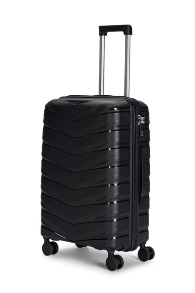 طقم شنط سفر بولي بروبيلين ليمرا، 4 مقاسات، 4 عجلات، بزاوية 360 درجة، OT-8013 - أسود product image 4