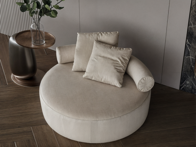 كنبة مودرن خشب سويدي،120x120x35 سم، قماش شانيل - اوف وايت product image 3