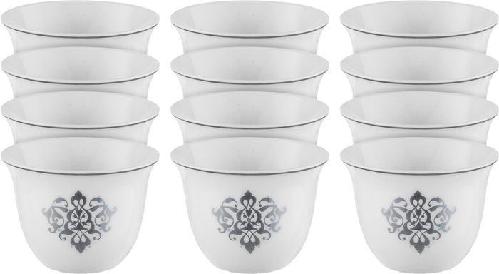 طقم فناجين قهوة عربي بورسلان السيف غاليري، 12 قطعة، 60 مل - ابيض product image 1