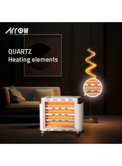 دفاية كهربائية ارو، 2400 واط، 4 شمعة، 4 عجلات، RO-CP2600H - ابيض product image 6