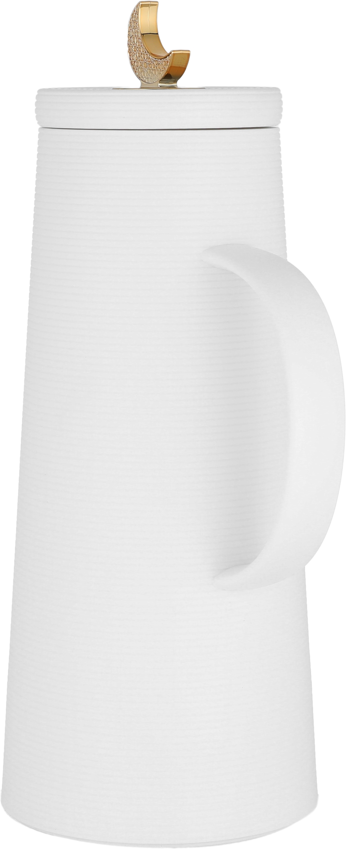 Al Saif Gallery Royal 8 thermos crescent lid, 1 liter, glass inner container, plastic outer shell - white product image 2