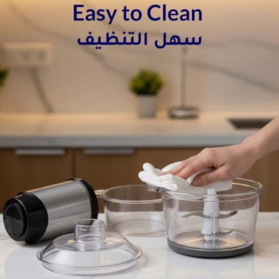 قطاعة ارو، 500 واط، 2 لتر، شفرات ستانلس ستيل، وعاء زجاج، سرعتين، RO-FPW02L1 - فضي اسود product image 4