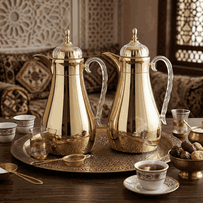 طقم ترامس الهنوف السيف غاليري، 0.7/1، 3 قطعة، حافظة داخلية زجاج حراري، ضغاط، طوفرية - ذهبي product image 2