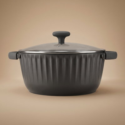 قدر طهي تيفال روبوست، 28 سم، عميق، مسكتي يد، غطاء زجاج - رمادي غامق product image 1