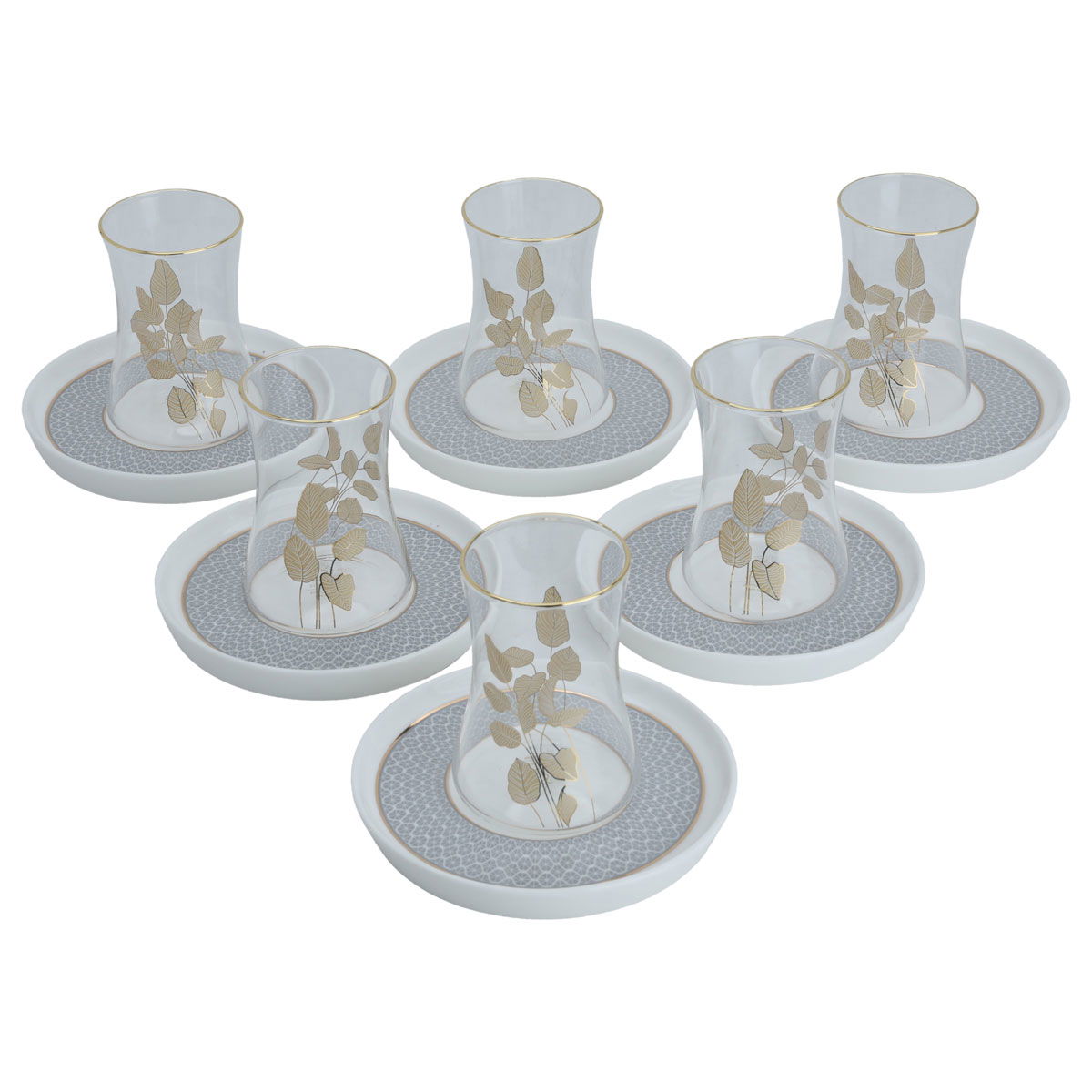 Alsaif Gallery Bialat Tea Serving Set, Glass Coffee Cups, 12 Pieces - White product image 2
