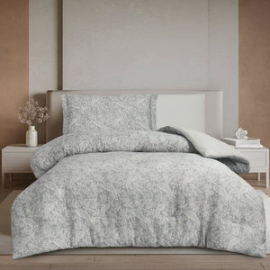 طقم لحاف سرير مشجر كوين مايكروفايبر ريفي، 4 قطع، شرشف مطاط، 12402249030 - رصاصي مشجر product image