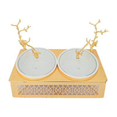 سخان طعام بورسلان السيف غاليري، 30.48 سم، مزود بغطاء وستاند - ابيض ذهبي product image 2