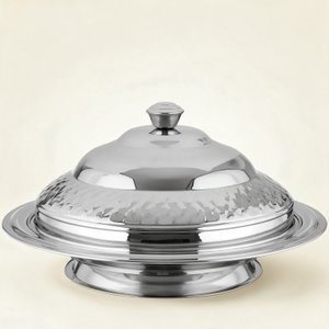صحن تقديم غوزي ستانلس ستيل الصحاح، 55 سم، غطاء منقوش - فضي product image