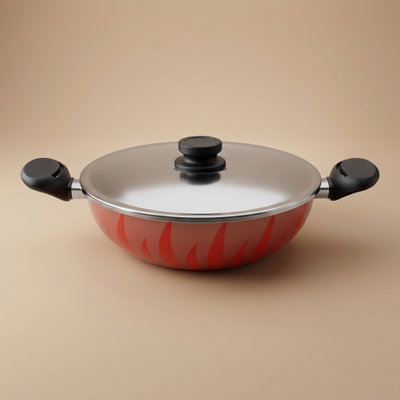 Red Flame Tefal Coated Estelle Frying Pot, 28cm, Estelle Cover - Red product image 1