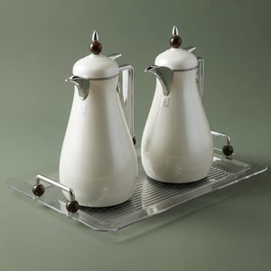 Al Saif Gallery Crystal Thermos Set, 1/0.7 litre, tofaria, thermal glass inner container, stainless steel outer shell - pearl product image