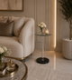 طاولة خدمة مفرد زجاج، 55×35×35 سم، قاعدة معدن دائري، رافعة أكرليك - أسود product image 1