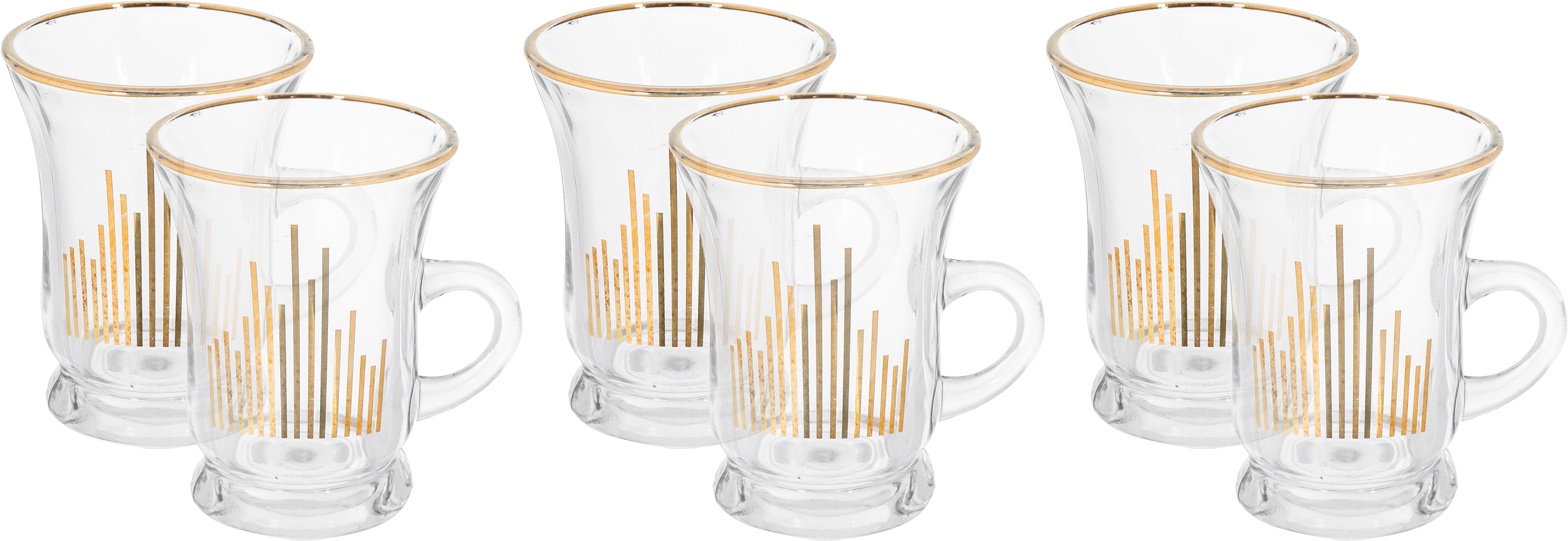 طقم بيالات زجاج السيف غاليري، 6 قطع، 200 مل - شفاف ذهبي product image