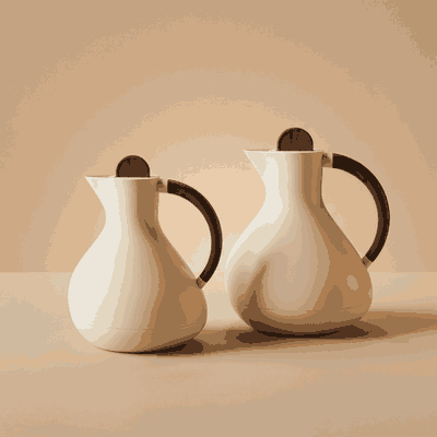 طقم ترامس ليال السيف غاليري، 0.6 / 0.9 لتر، 2 قطعة، حافظة داخلية زجاج، يد خشبي، ضغاط - كريمي خشبي product image 1