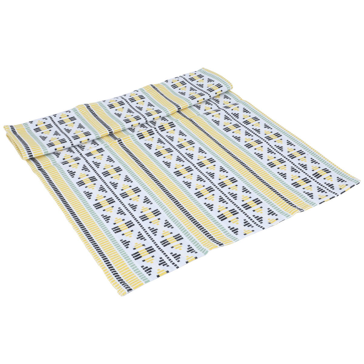 Al Saif Gallery Fabric Towel Holder Set, 3 Pieces - Yellow and White product image 2