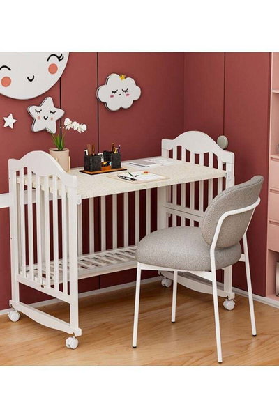 سرير اطفال خشب الصنوبر فان مومنت، 130×70 سم، مع مساحة تخزين - ابيض product image 6