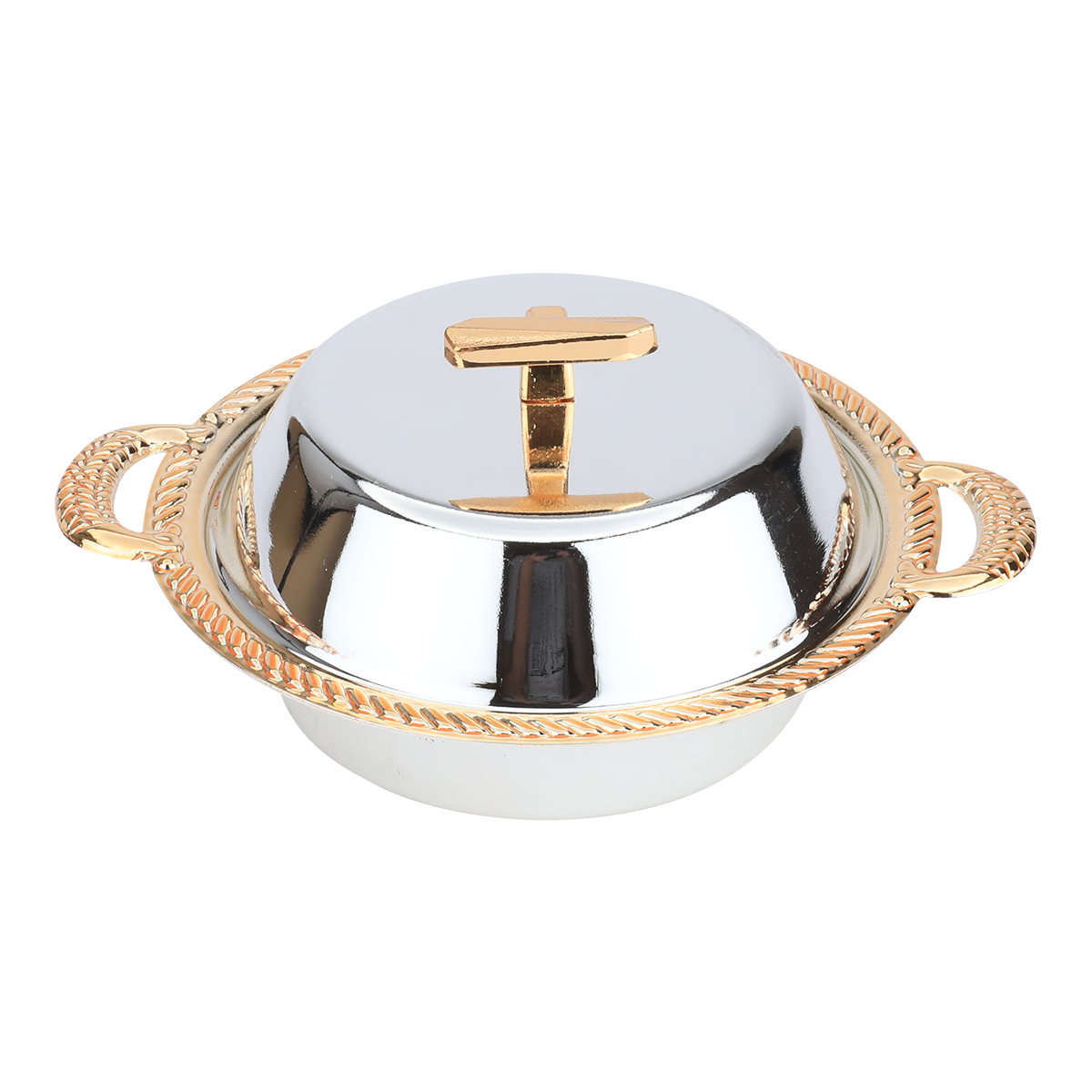 Steel Tamriya with gold rim, by Al Saif Gallery, 10.5x10.5x4 cm, deep circular - silver product image