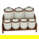 طقم علب بهارات بورسلان السيف غاليري، 7 قطع، ستاند خشبي - بيج product image 1
