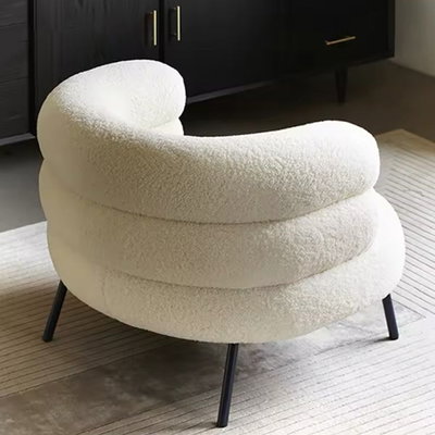 Modern Metal Chair, 70×75×80 Cm, Boucle Fabric And Foam - White product image 2