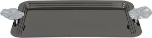 Al Saif Gallery Stainless Steel Serving Tray, 43x26.5x2.2 cm, Rectangular, Silver Handle - Black Silver product image