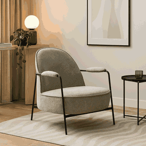 Modern Metal Chair, 85×60×60 Cm, Boucle Fabric And Foam - Cafe product image