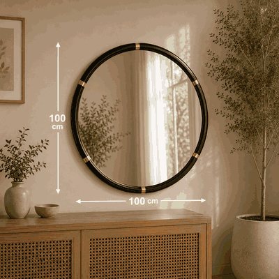 مراية دائرية زجاج، 100×100 سم، اطار معدن - اسود product image 3