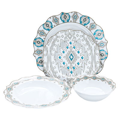طقم عشاء بورسلان منقوش السيف غاليري، 24 قطعة - أبيض product image 2