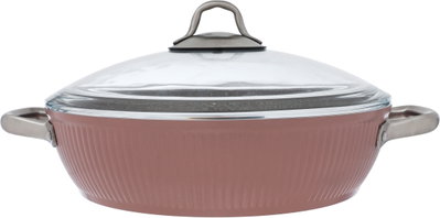 Estel Falz ribbed granite cookware set with glass lid, 9 pieces, 18 / 22 / 26 / 26 / (26) cm, Turkish - Pink product image 7