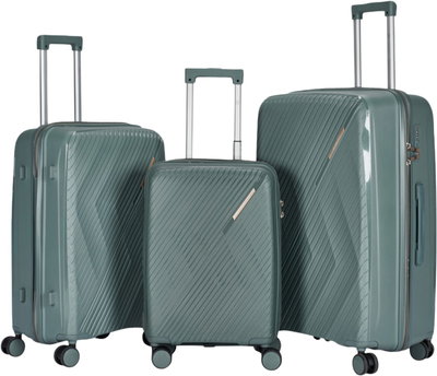 طقم شنط سفر بولي بروبيلين ليمرا، 3 مقاسات، 4 عجلات، بزاوية 360 درجة، LMA-PP523 - تركواز product image 1