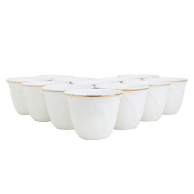 طقم فناجين قهوة عربي بورسلان السيف غاليري، 12 قطعة - ابيض ذهبي product image 1