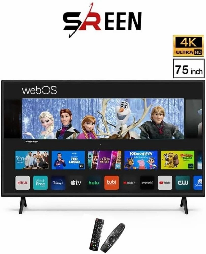 تلفزيون LED سمارت سرين، 75 بوصة، 4K UHD، ويب أو أس، 2 ريموت، SRET-75S4KW2 - اسود product image 2