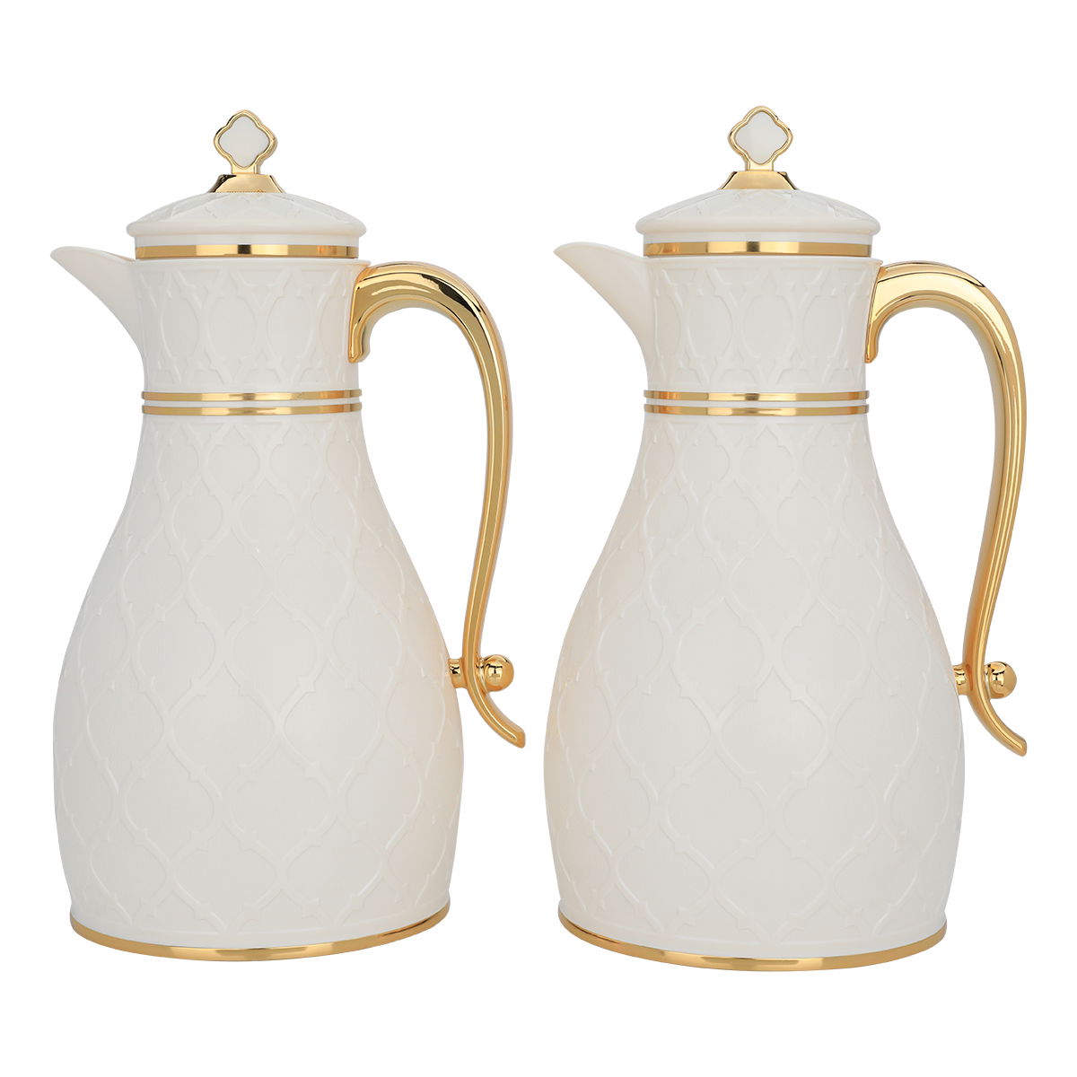 Al Saif Gallery thermos set, two pieces, 1/1 liter, thermal glass inner shell, plastic outer shell - beige product image