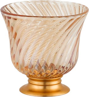 طقم فناجين قهوة عربي مع صحون زجاج امبير، 12 قطعة، 80 مل، قاعدة ذهبي - عسلي شفاف product image 2