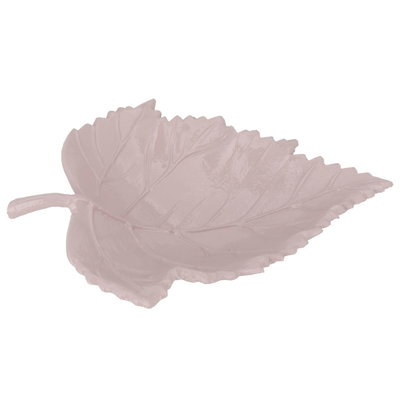 Al Saif Gallery painted iron sweet dish, 27 x 17 x 6 cm, leaf shape - light pink product image 1