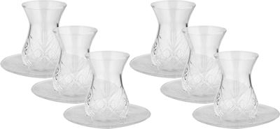طقم بيالات شاي مع صحون زجاج باشاباشي، 170 / 155 مل، 12 قطعة - شفاف product image 1