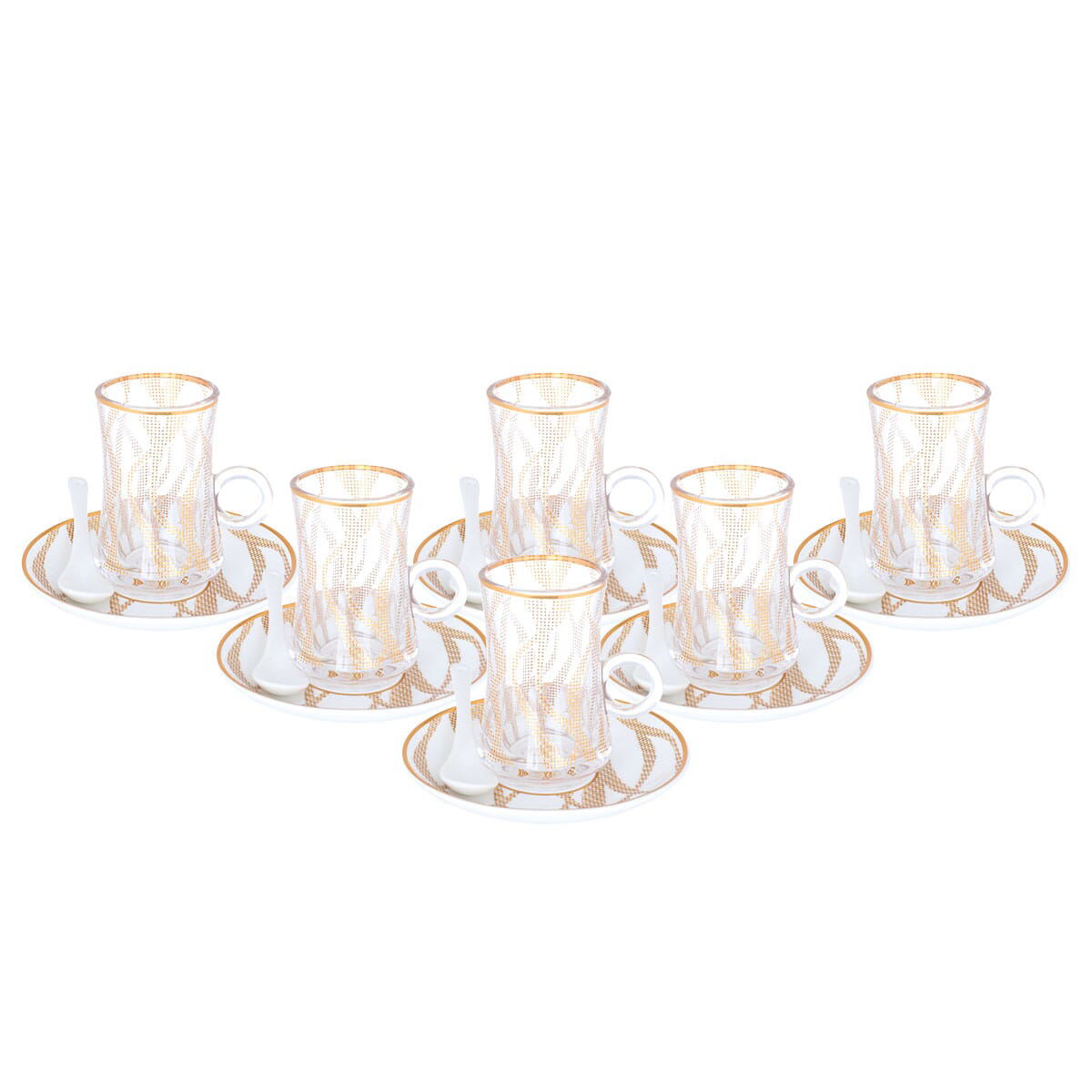 Alsaif Gallery Bialat and coffee cups and saucers serving set, 26 pieces, golden pattern - white product image 2