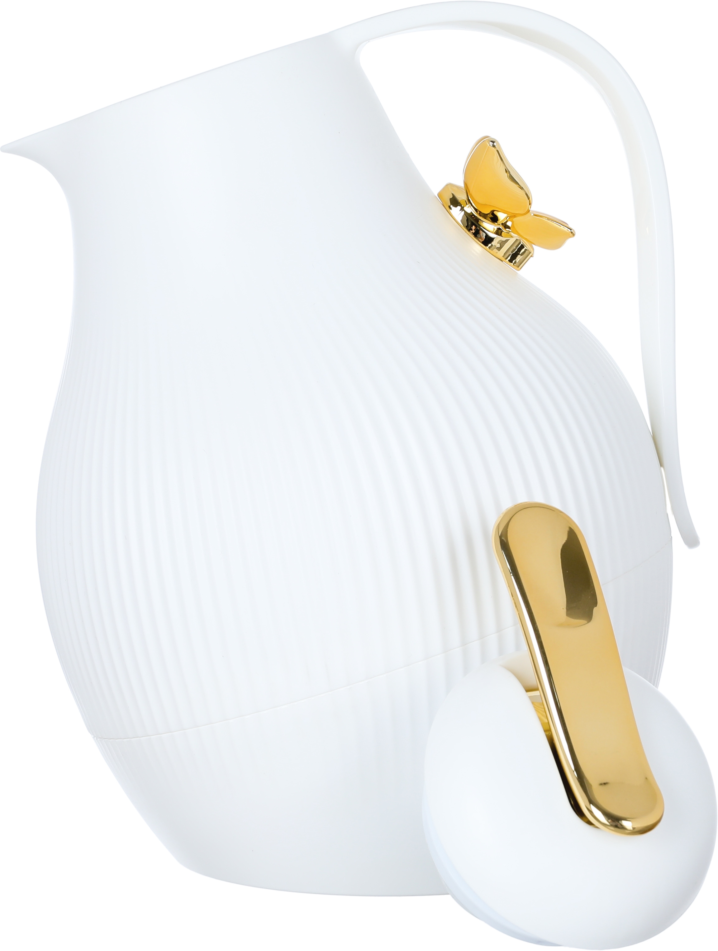 Dora Al Saif Gallery thermos, 1 liter, with golden butterfly, thermal glass inner shell, plastic outer shell - white product image 4