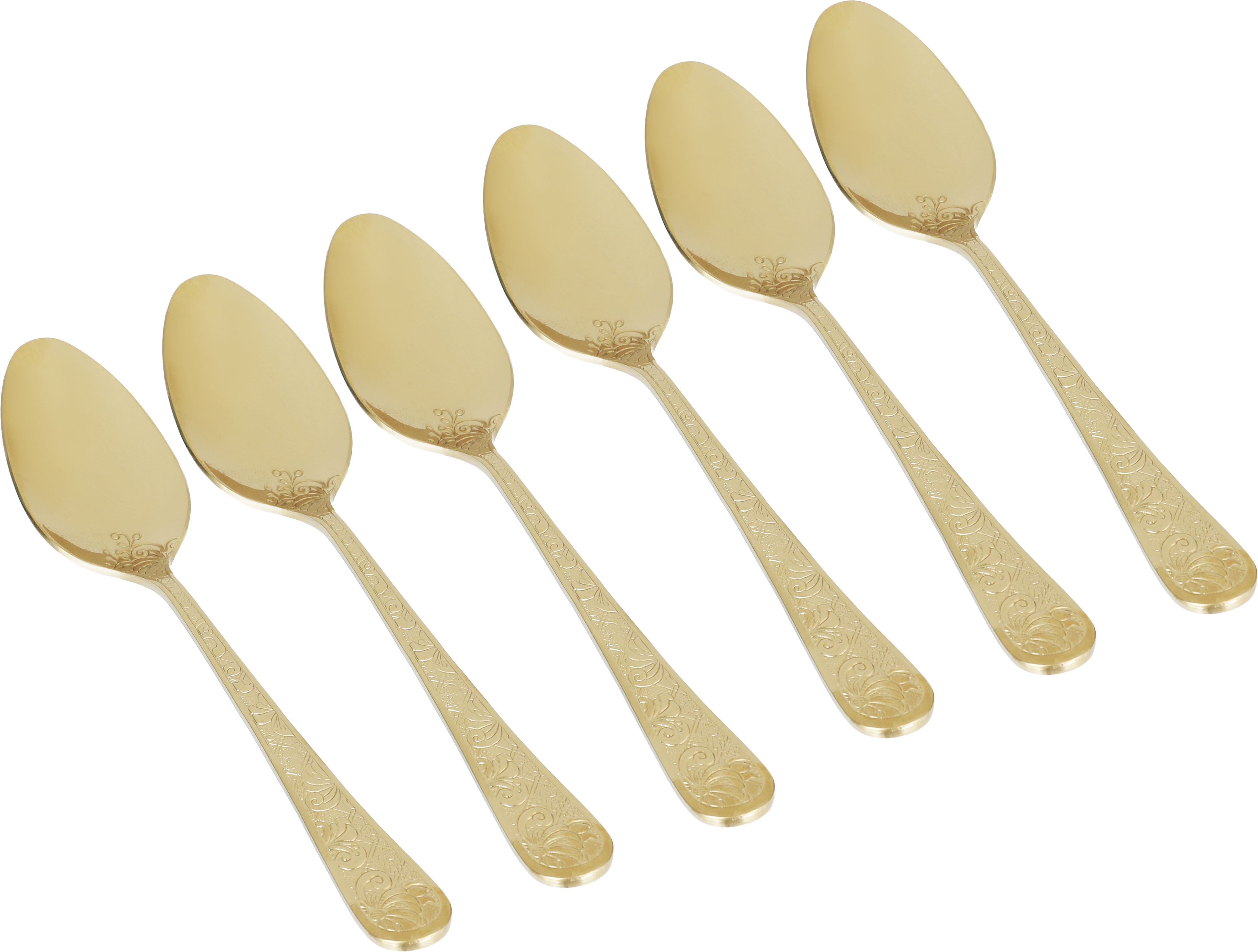 Al Saif Gallery steel tea spoon set, 6 pieces, wooded - gold product image