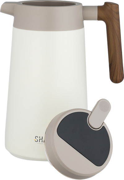 ترمس شاها، حافظة داخلية ستانلس ستيل1.7 لتر، ضغاط، يد خشبي - أبيض بيج product image 4