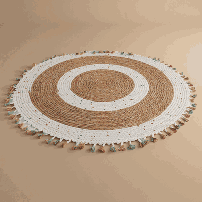 مفرش خوص عالم ديم، 80 سم، دائري - أبيض بني product image 1