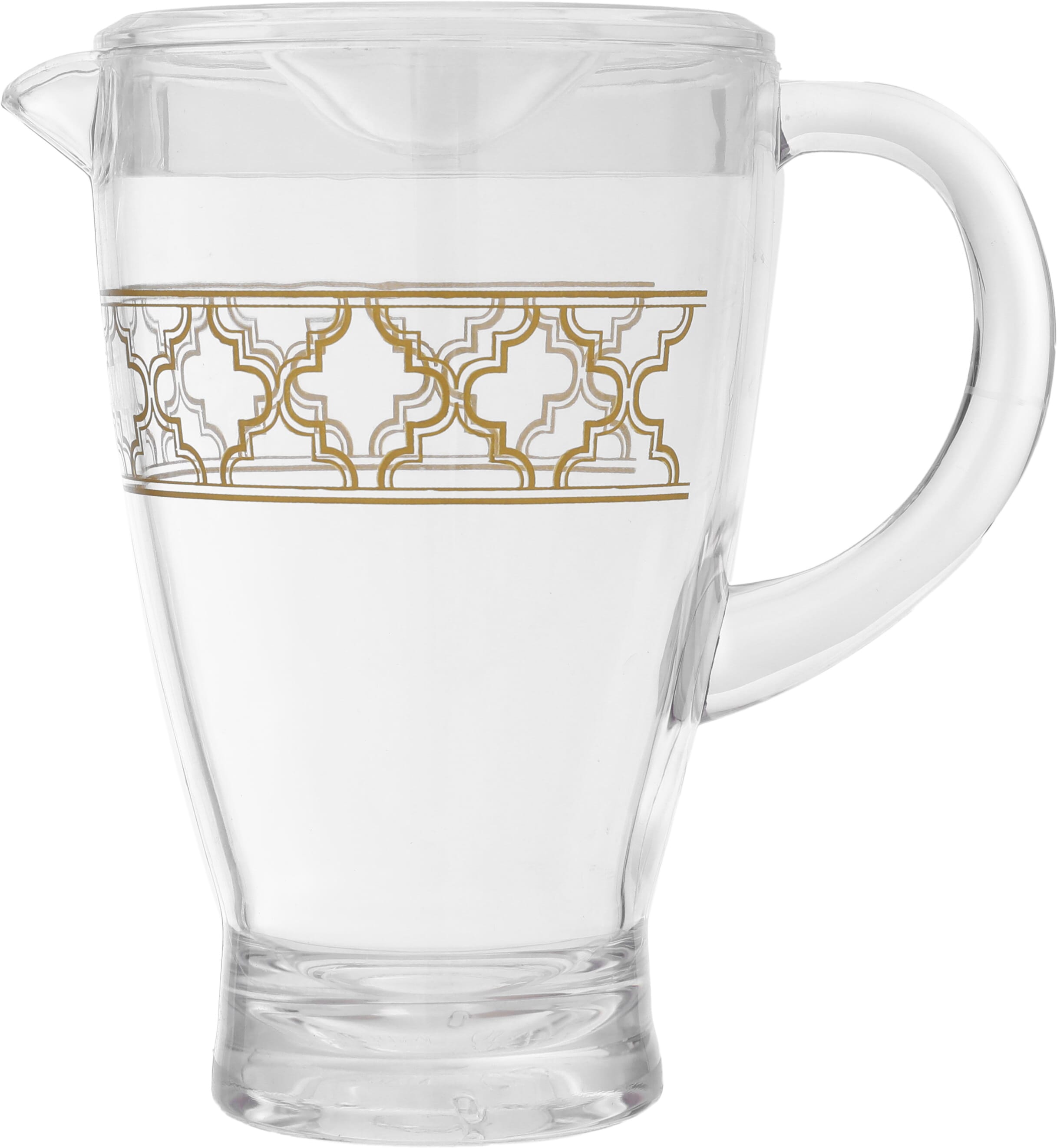 Al Saif Gallery plastic jug, 1.2 litres, golden embossed, with lid - clear product image