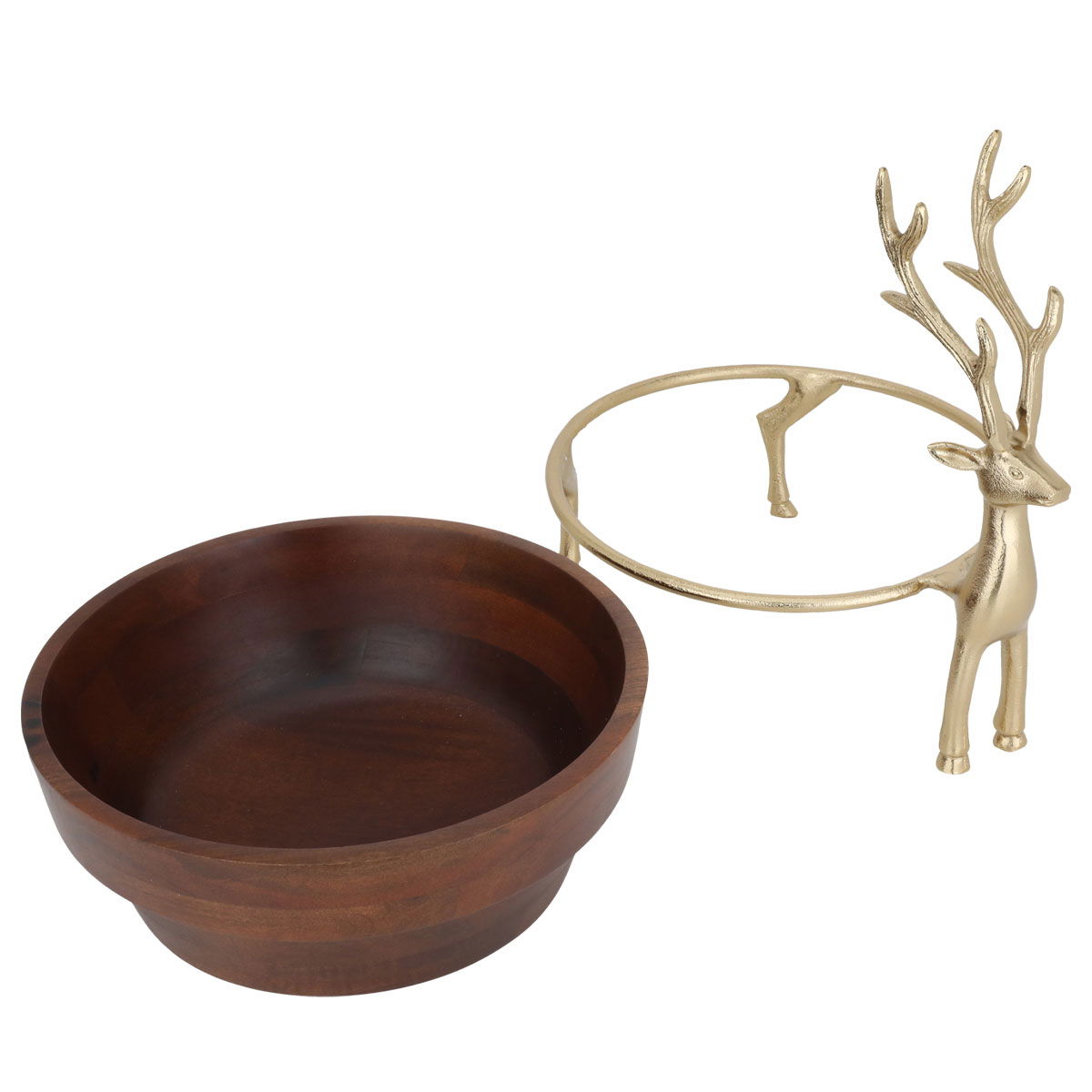 وعاء تقديم خشب السيف غاليري، دائري، بقاعدة ذهبي - بني product image 2