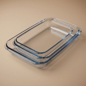Set of glass oven trays with a metal holder, Max Glass, 3 pieces, rectangular - transparent product image