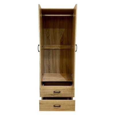 خزانة ملابس خشب ام دي اف، 180×60×47 سم، 2 باب، 2 درج - بني product image 2