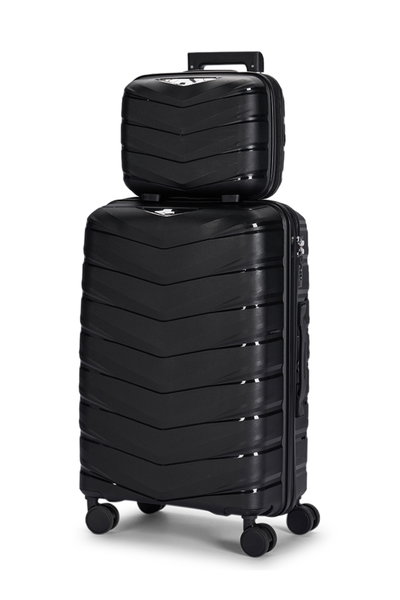 طقم شنط سفر بولي بروبيلين ليمرا، 4 مقاسات، 4 عجلات، بزاوية 360 درجة، OT-8013 - أسود product image 5