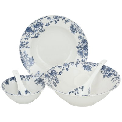 طقم سفرة بورسلان السيف غاليري، 45 قطعة - ابيض ازرق product image 2