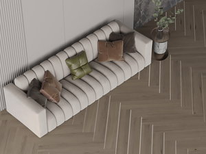 Modern Swedish wood sofa, 450x85x43 cm, velvet fabric - off-white product image 2