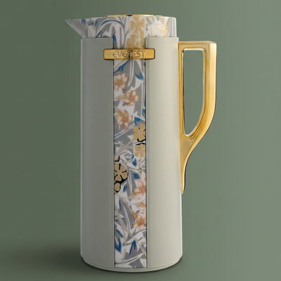 ترمس وداد إفرست، 1 لتر، مشجر، يد ذهبي، حافظة داخلية زجاج حراري - رمادي فاتح product image 1