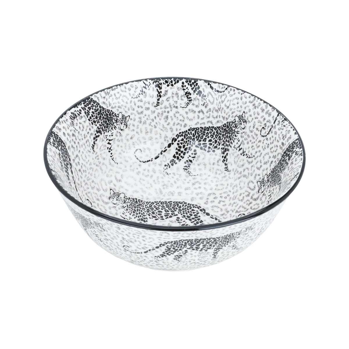 طقم سفرة بورسلان السيف غاليري، دائري، نقش فهد أسود، 24 قطعة - أبيض product image