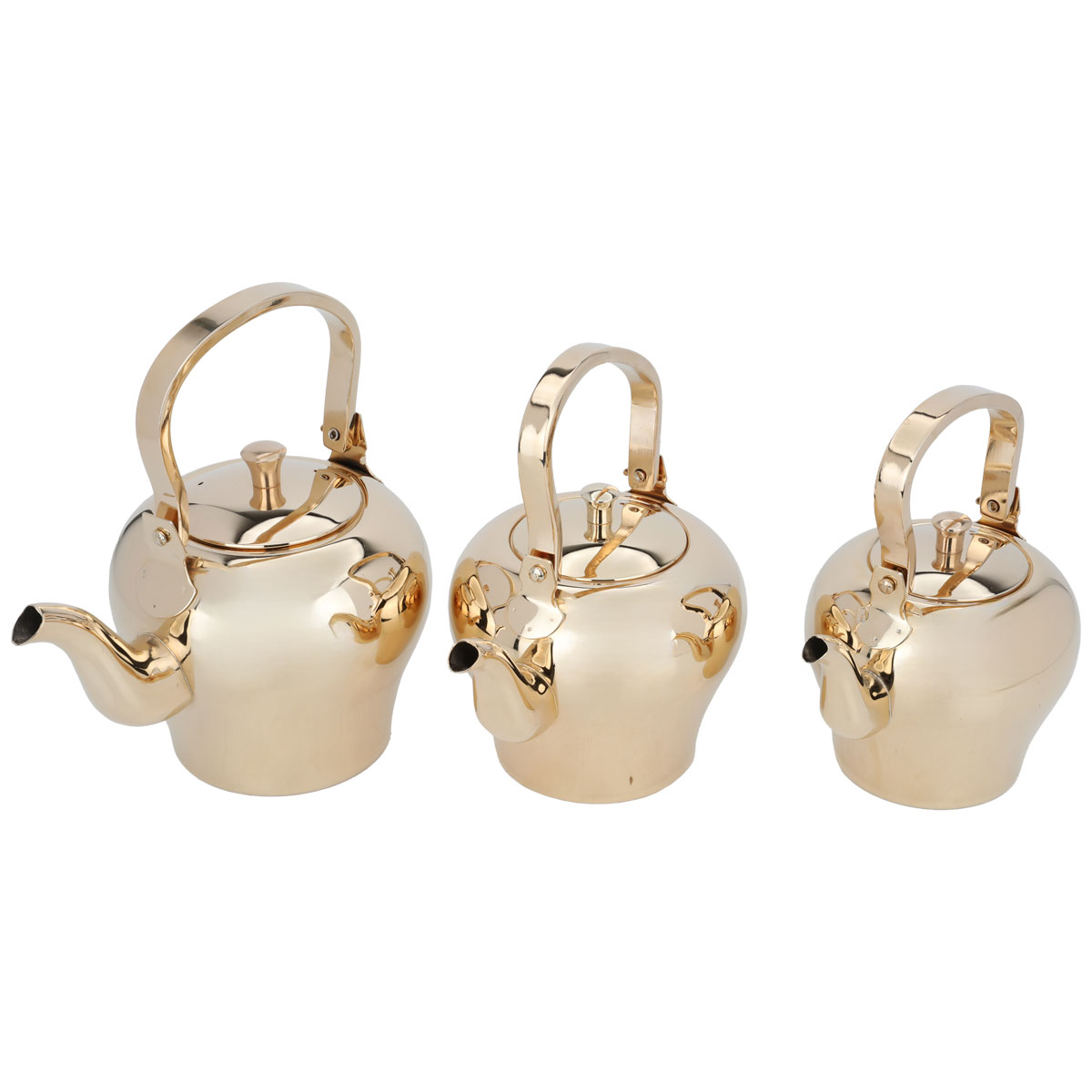 Al Saif Gallery Sulaiman Steel Teapot Set, 3 Pieces - Gold product image